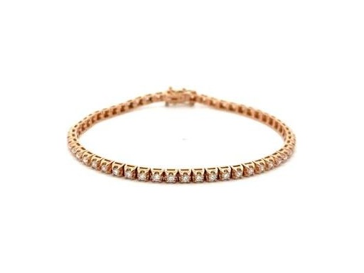 18K Rose Gold Tennis Bracelet with Natural Round Diamonds